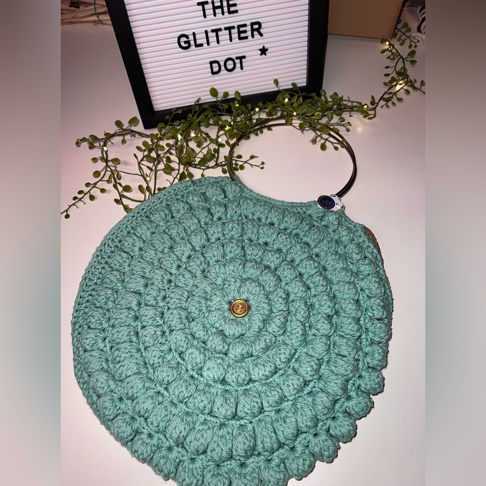 Crochet Round Handbag in Teal